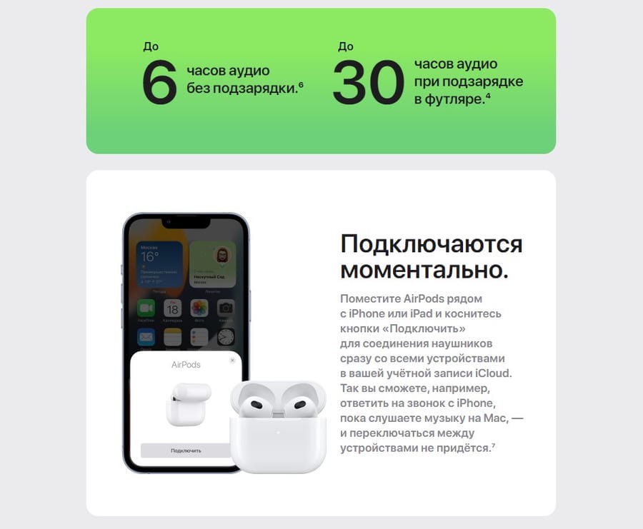 Левый наушник Apple AirPods 3